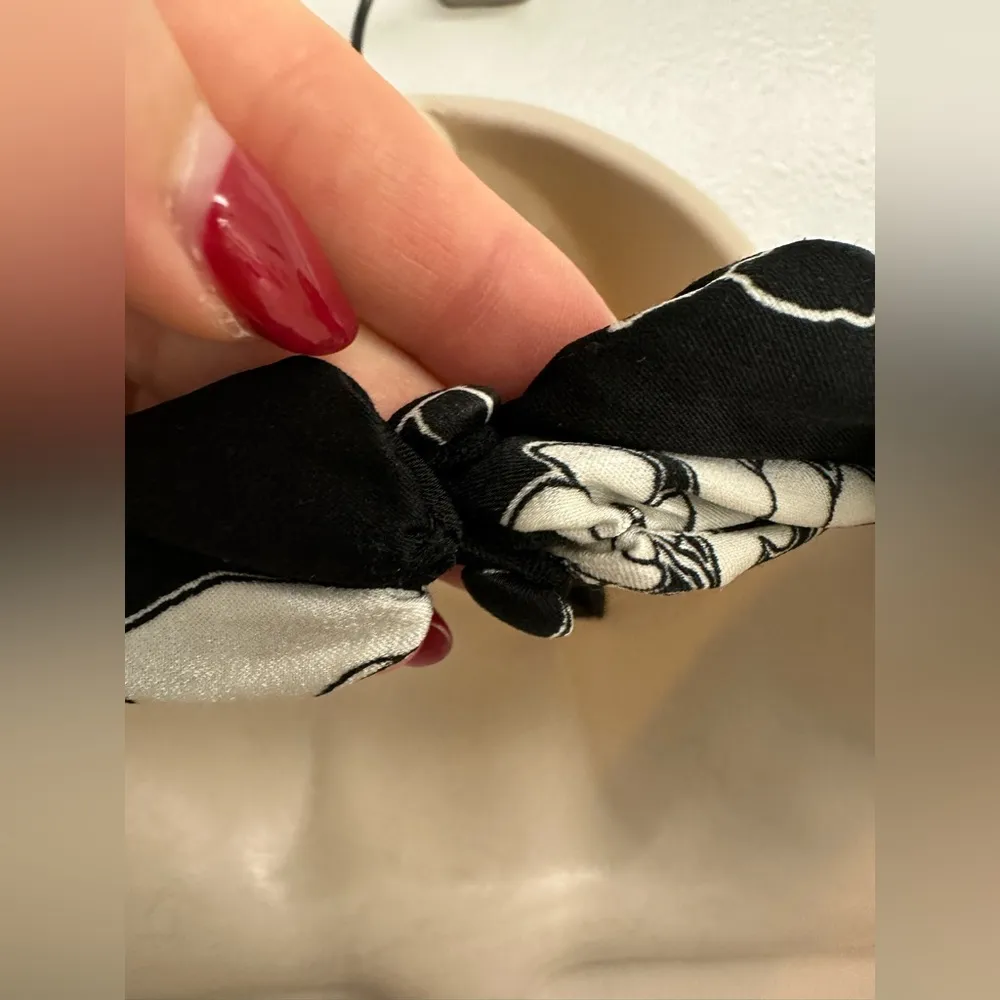 Black & White Floral Satin Halter Midi Dress - Image 6