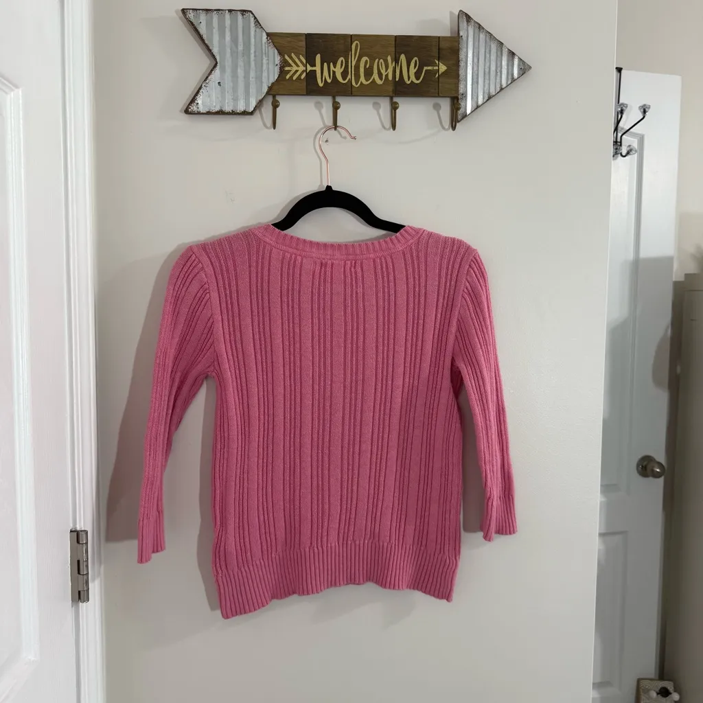 Aeropostale Pink Cropped Cable Knit Sweater Size Medium - Image 4