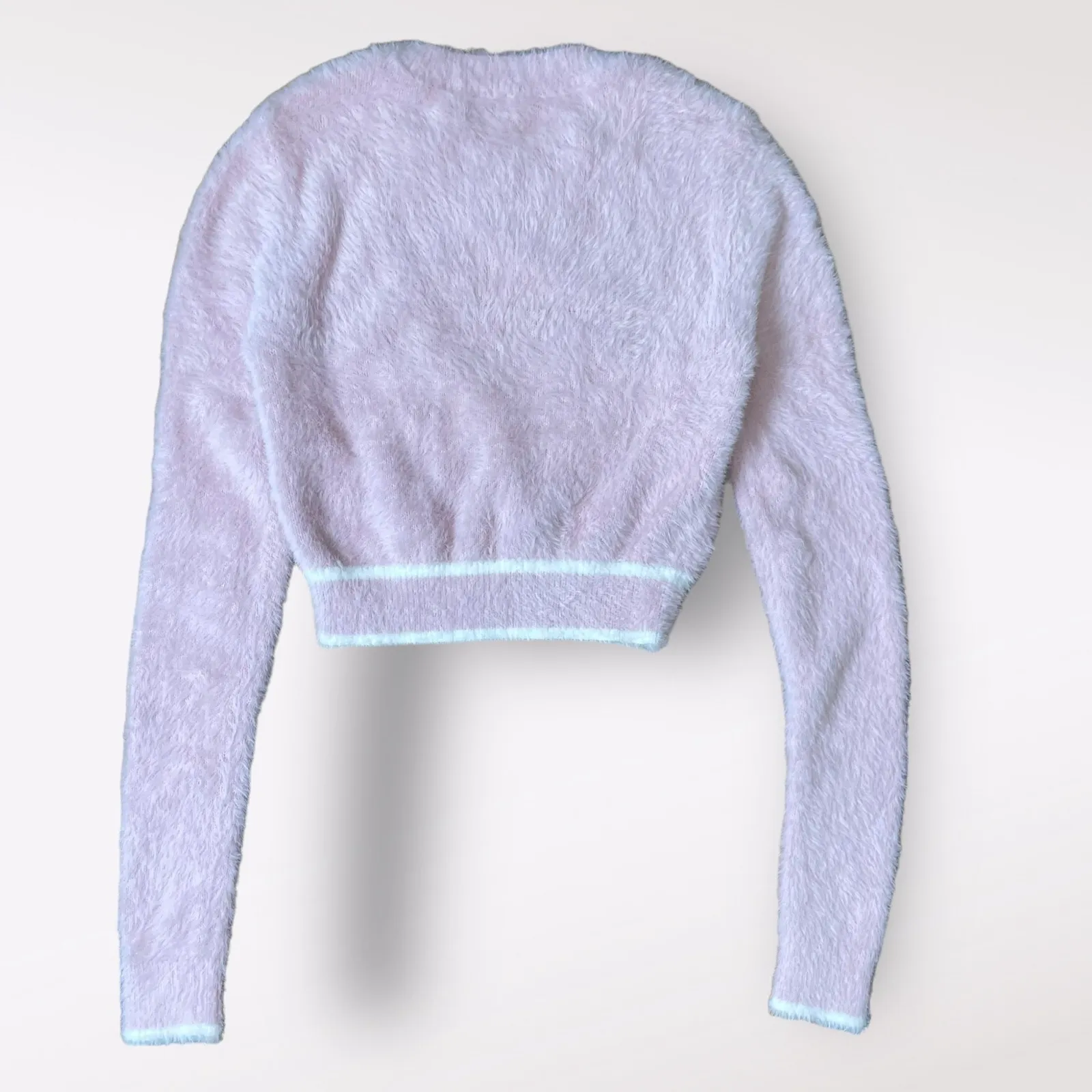 Aritzia Sunday Best Taro‎ Sweater in Pink Cropped Fuzzy Size XXS - Image 3