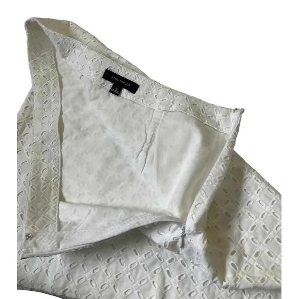 Ann Taylor Women Size 0 White Eyelet Skirt Mini 14-732 - Image 4