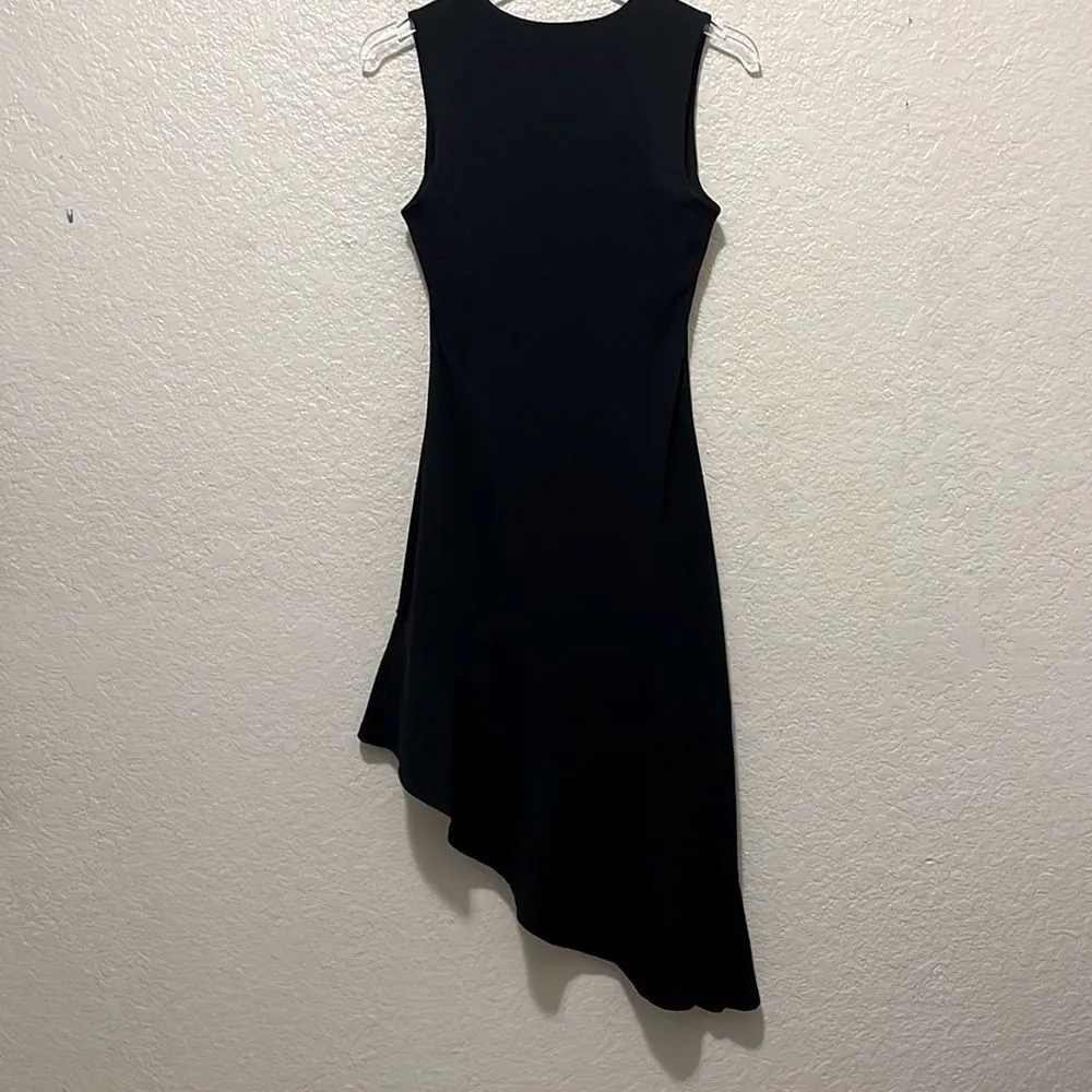 Susana Monaco Jersey Knit Ruffle Asymmetrical Hem Deep V Midi Dress Size XS - Image 5