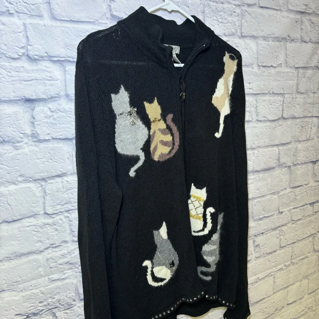 Coldwater Creek Cat Sweater Womens 2X Wool Angora Rabbit Hair Beaded Sequin - Image 9