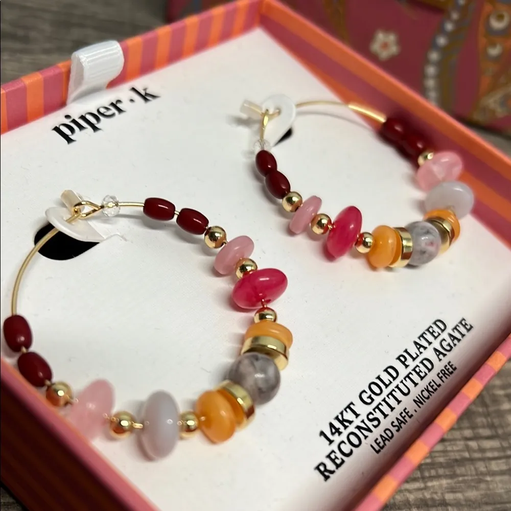 Piper K | Vibrant Reconstituted Agate Hoops ✨ - Image 7