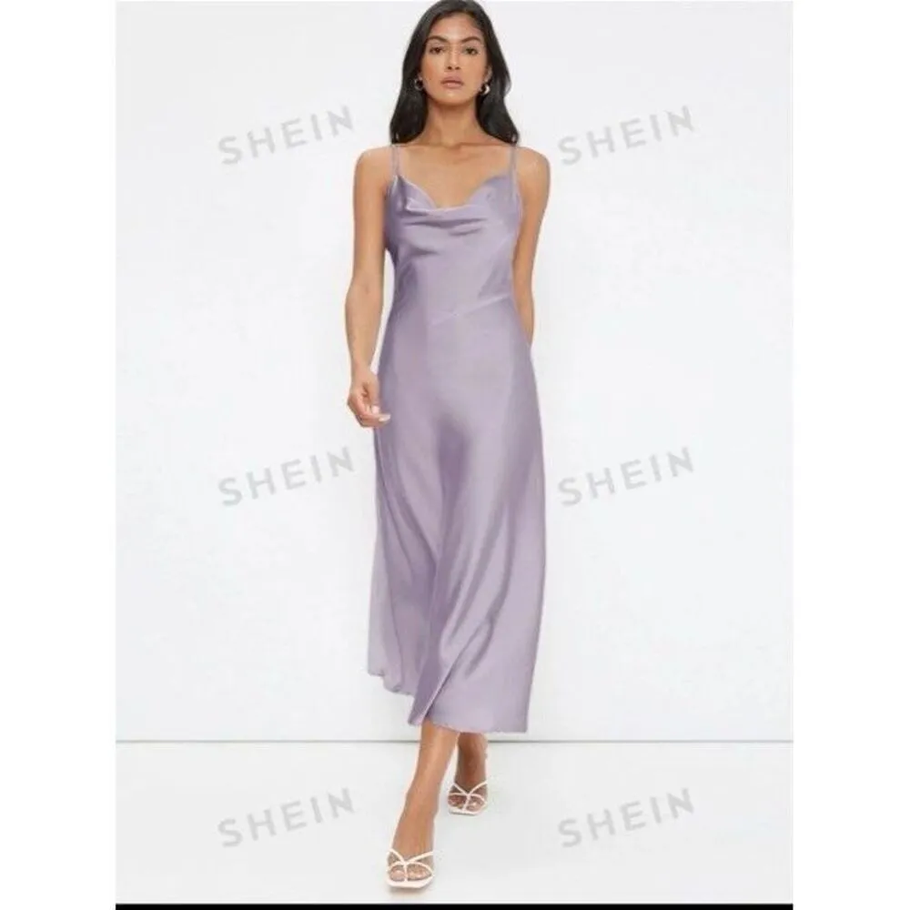 SHEIN BIZwear Cowl Neck Solid Slip Dress Workwear Evening/Wedding Gown - Image 9