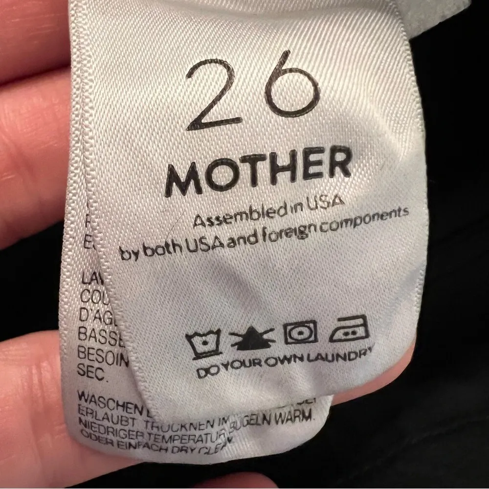 Mother Looker High Waisted Ankle Fray Guilty Glitter Racer Jeans Black 26 - Image 13