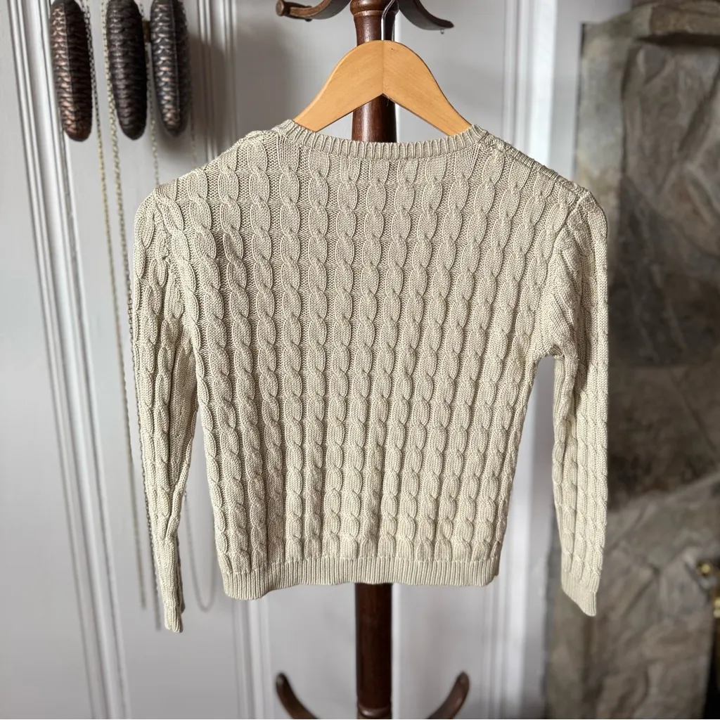 Y2K Cable Knit Cotton Cardigan Sweater XS - Image 5
