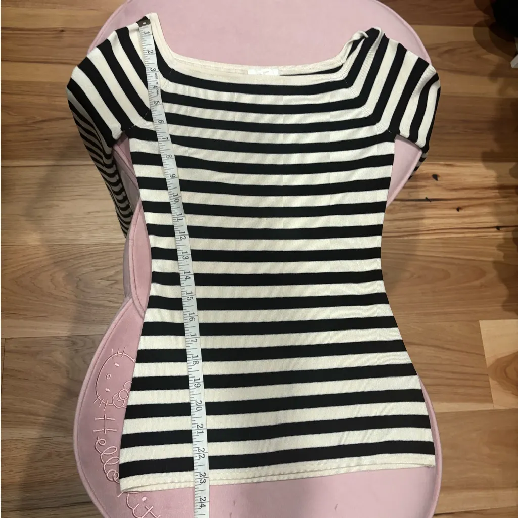 H&M Monochrome Striped Off-Shoulder Top size M - Image 6