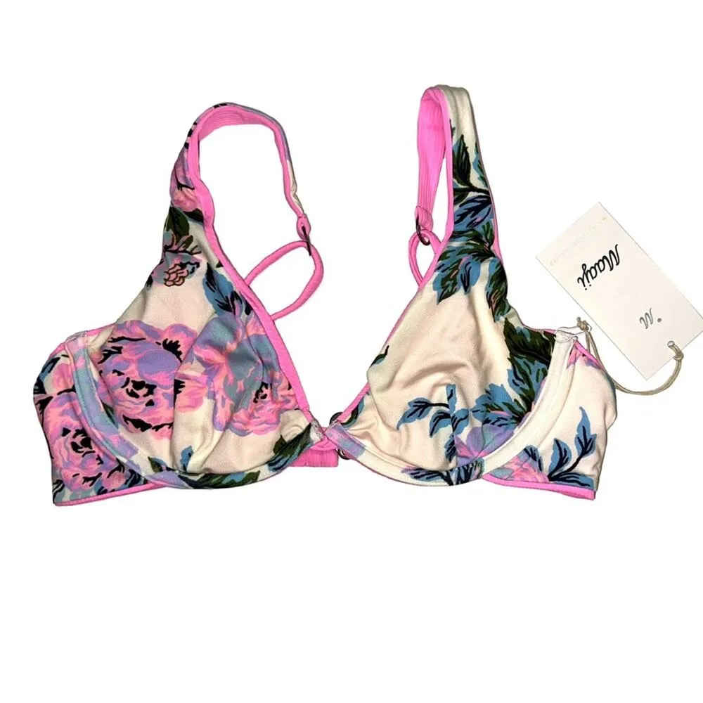 NWT Maaji Aurora Pink Salsa Unmolded Underwire Reversible Bikini Top MEDIUM - Image 6