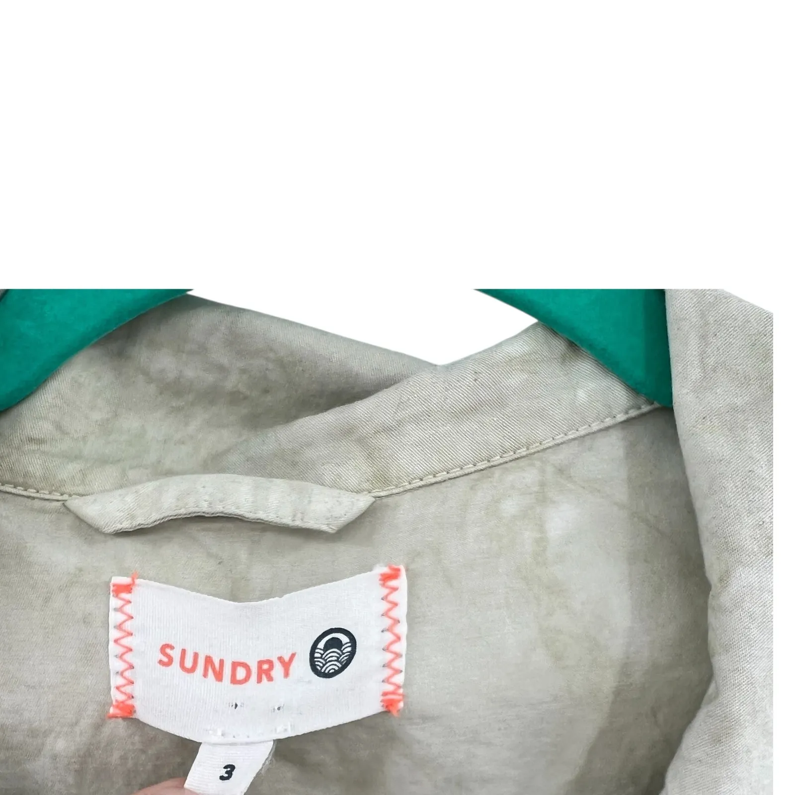 Sundry Flight Suit Jumpsuit Utility Coverall Tie Dye Green Cream Size 3 Large - Image 13