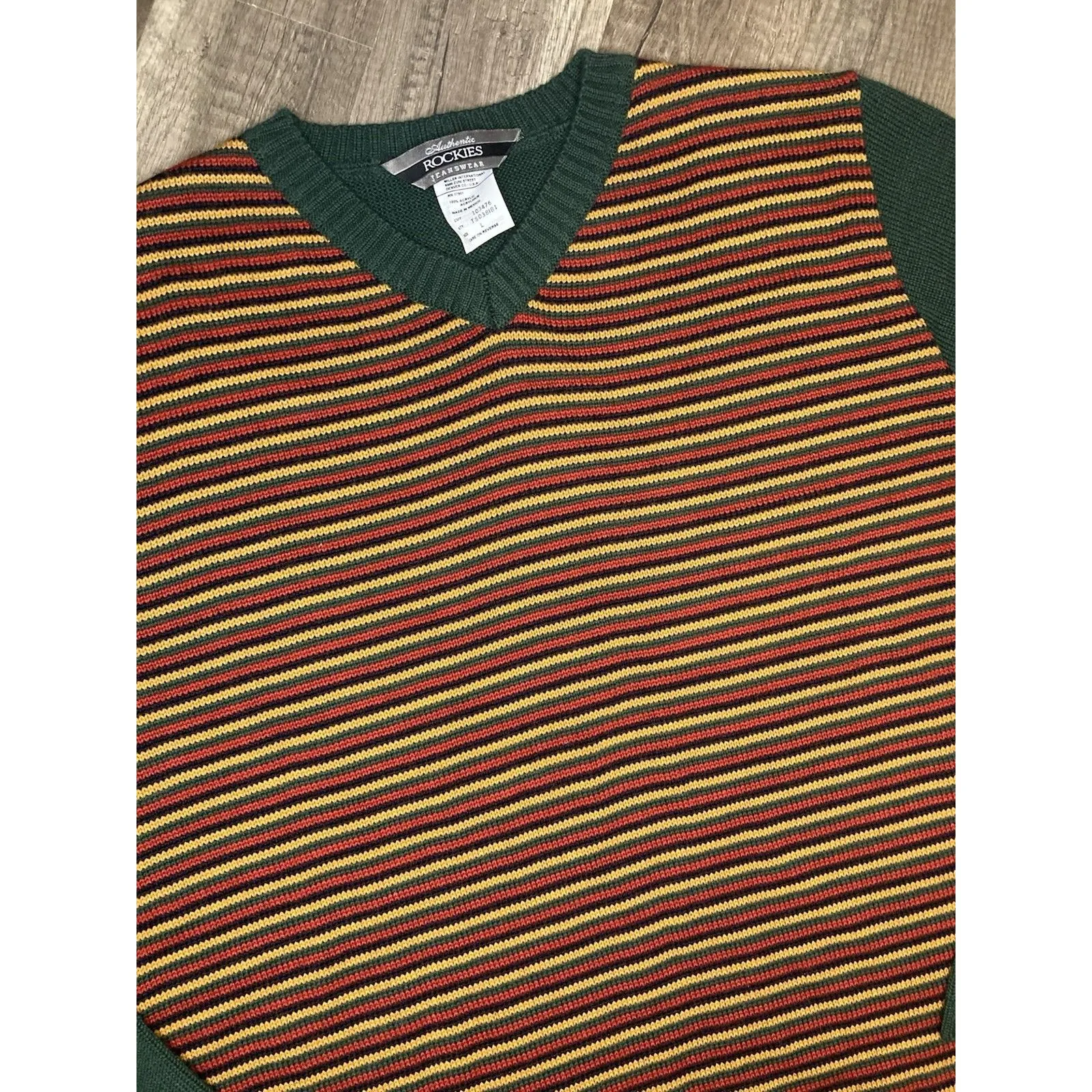 Y2K Rockies Jeanswear Sweater L Striped Western Cowgirl 90s Retro Cabincore Size L - Image 3