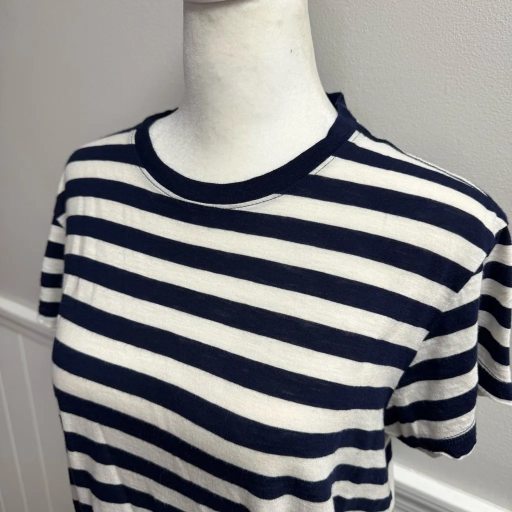 Marine Layer Short Sleeve Striped Ringer T-Shirt Top Shirt Blue White Medium M - Image 8