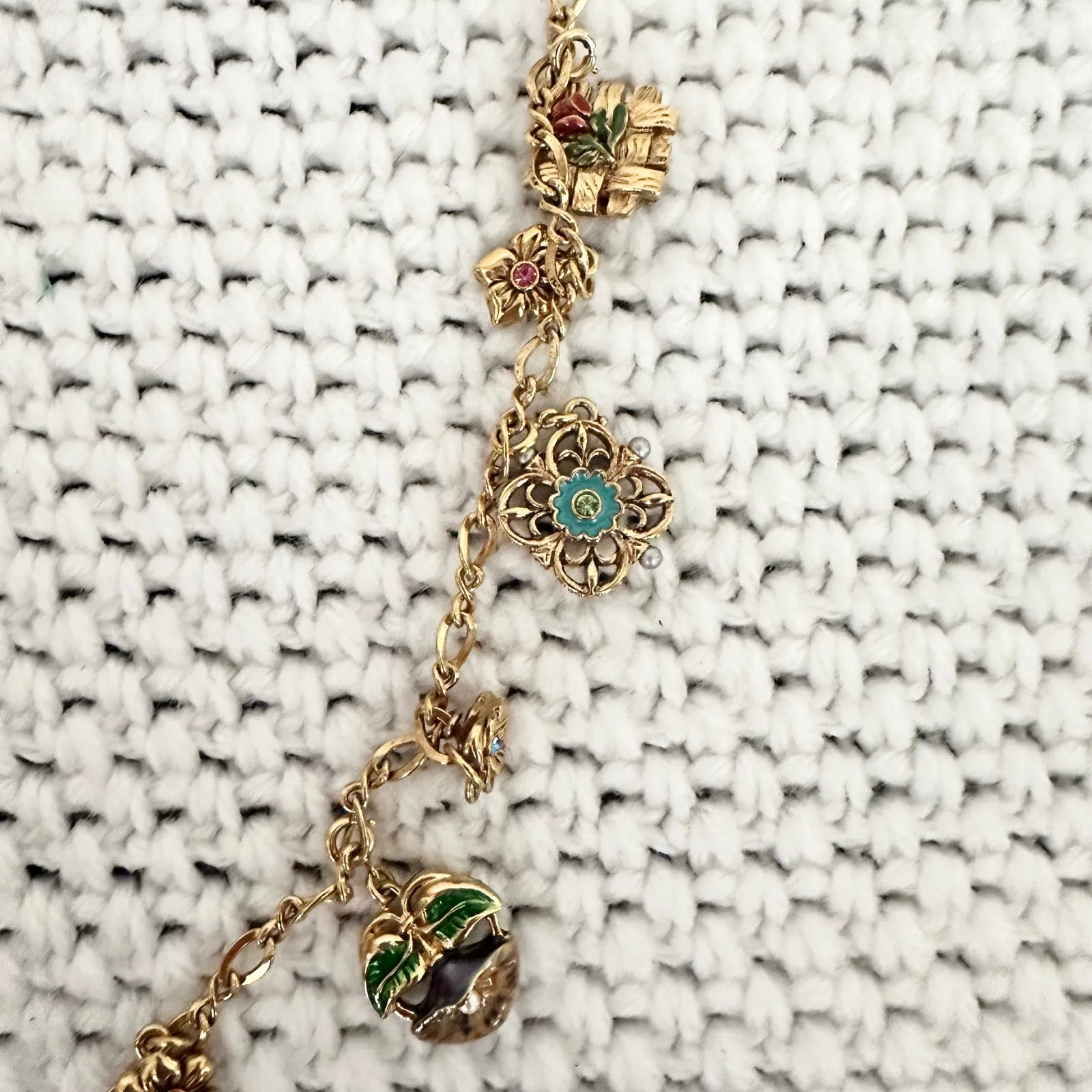 Joan Rivers Victorian Language of Flowers 18 Charm Locket Pendant Necklace - Image 6