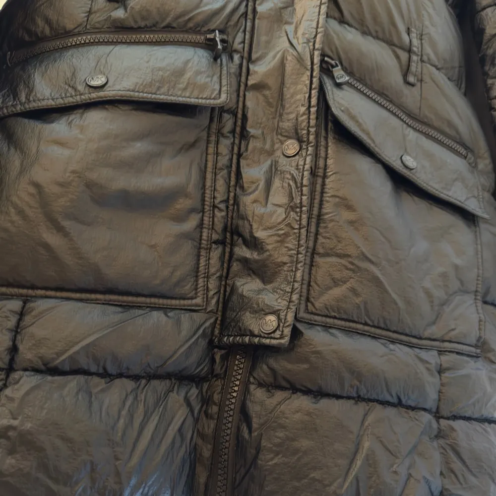 Michael Kors  Shiny Black Puffer Jacket Coat Sz M - Image 5