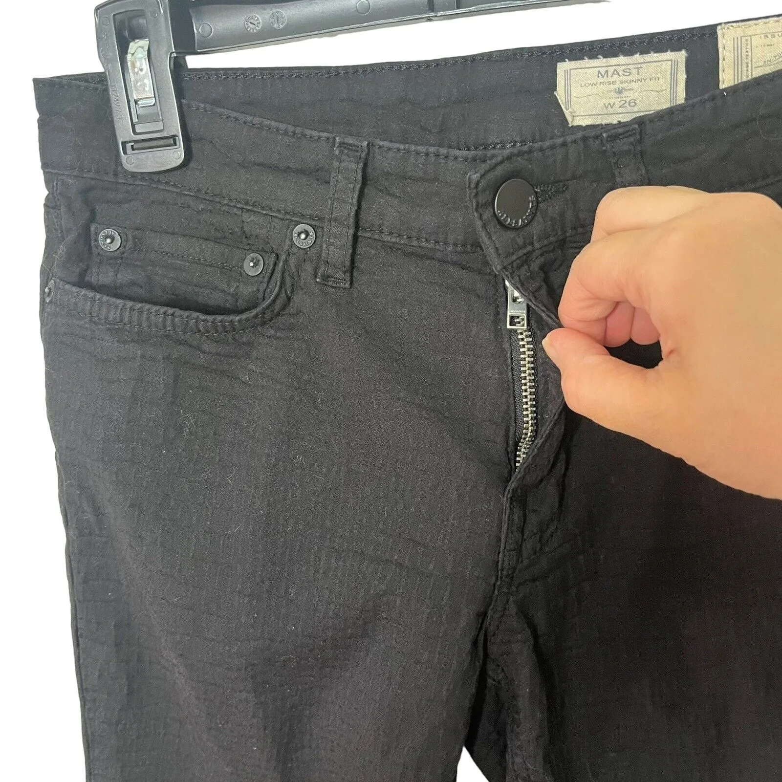 All Saints Mast Skinny Jeans Women’s Size 26 Croc Black Low Rise Stretch Denim - Image 8