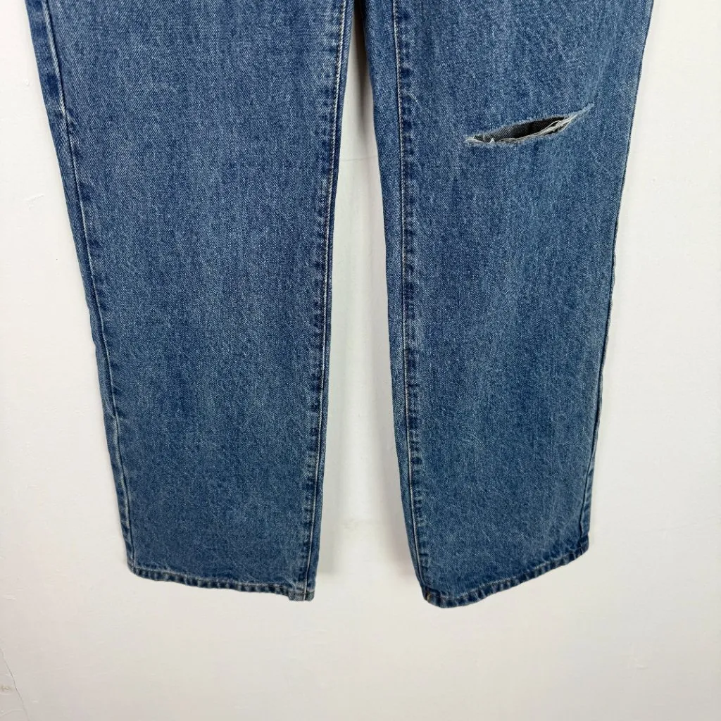NWT Edikted Raquel Folded Jeans Distressed Medium Wash Size Medium M NEW - Image 4