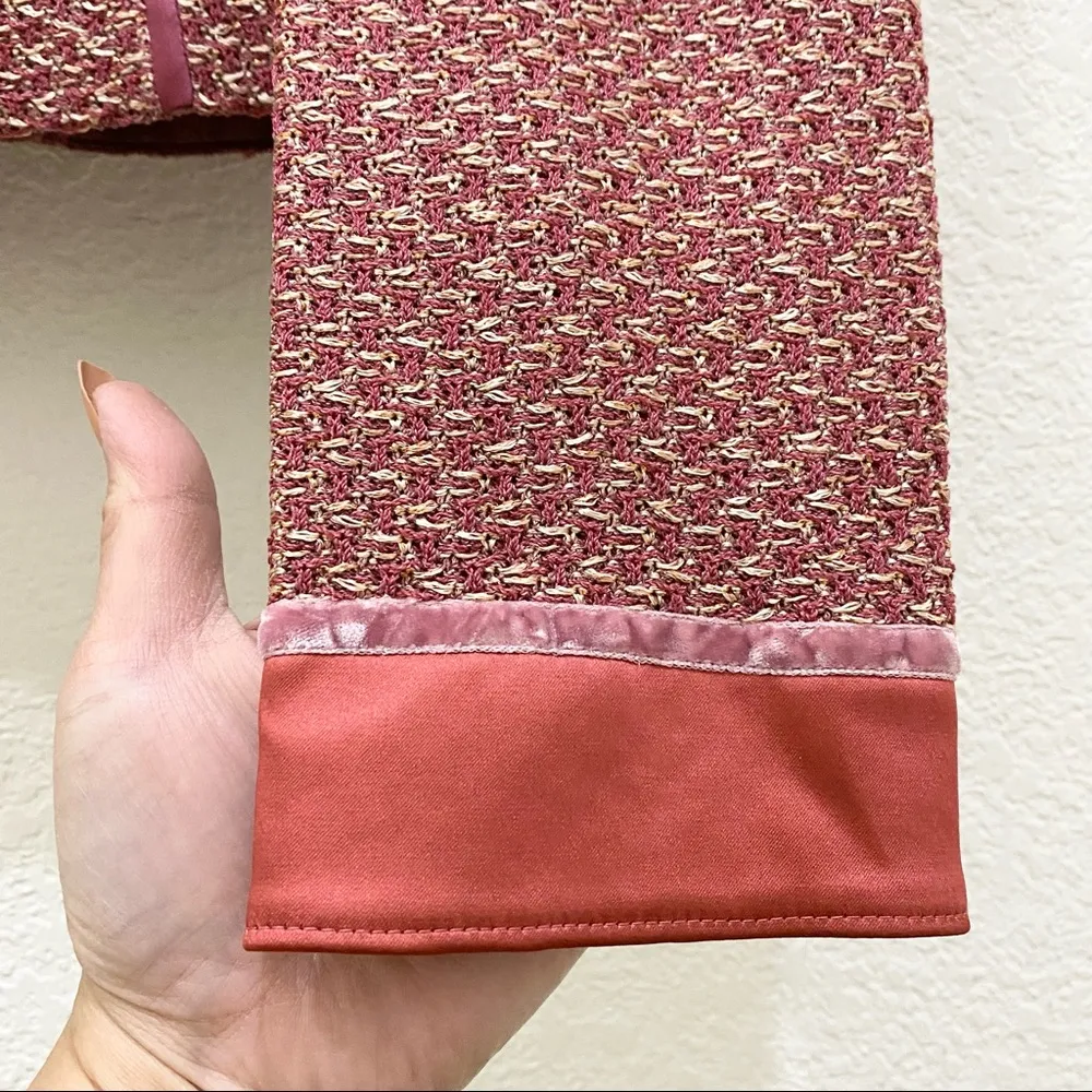 NWT $1,595 Vintage St. John Evening Red Clay Tea Rose Multi Blazer Skirt Set - Image 11