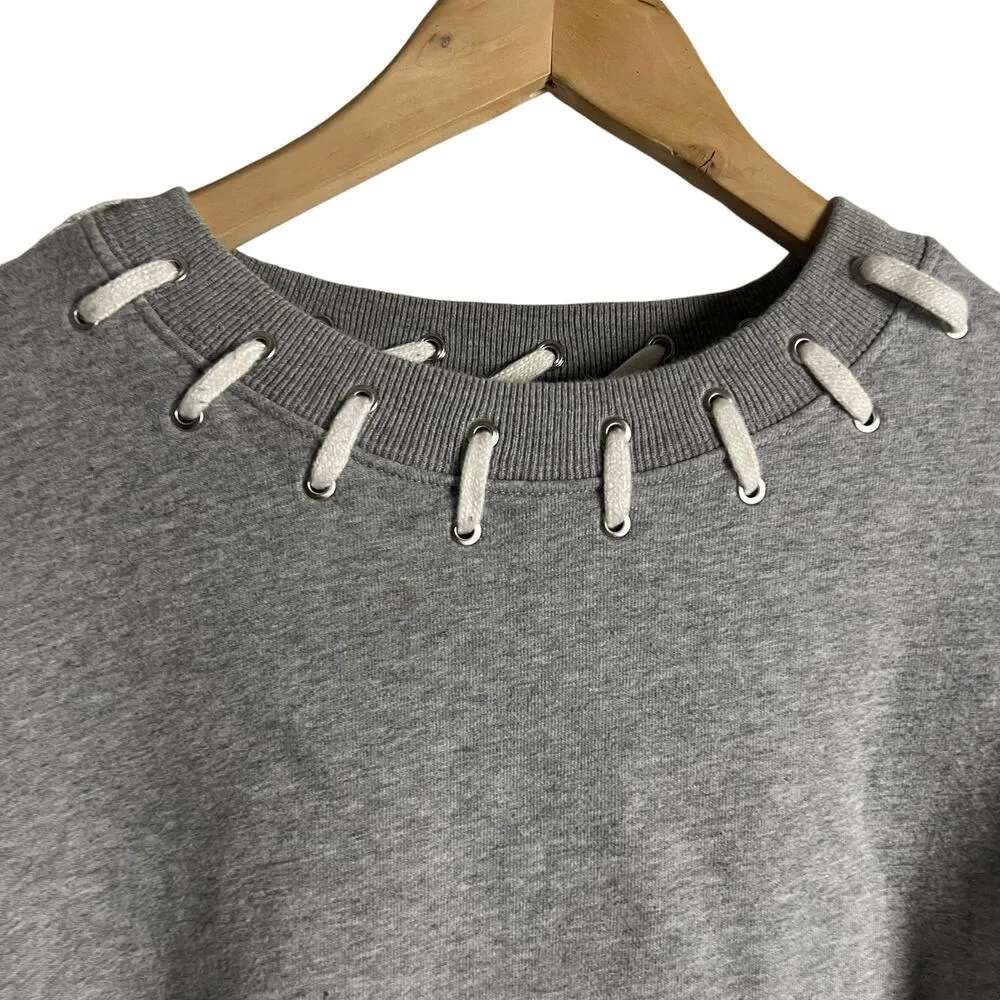 Jonathan Simkhai Gray Whip Stitch French Terry Crop Crewneck Sweatshirt Size S - Image 6