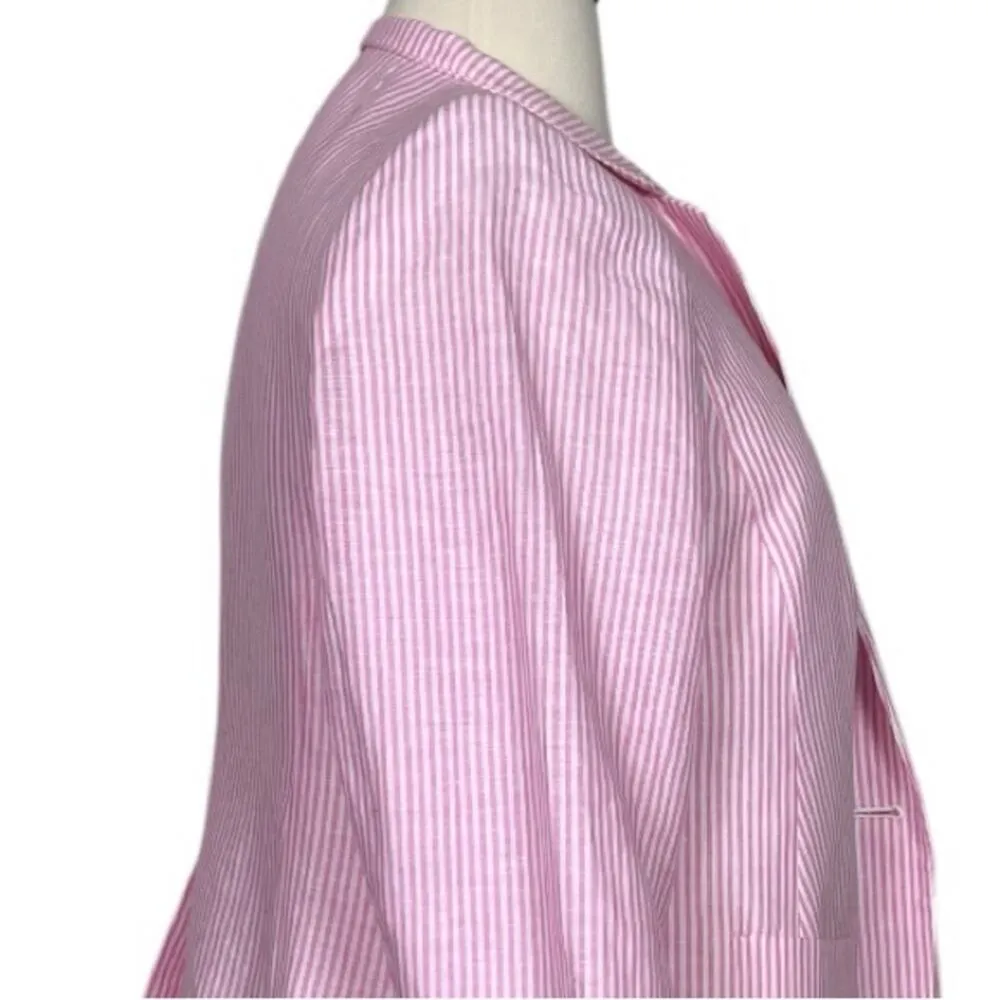 Talbots Blazer Notch Lapel Seersucker Pockets Pink White Stripes Women’s 14WP - Image 7