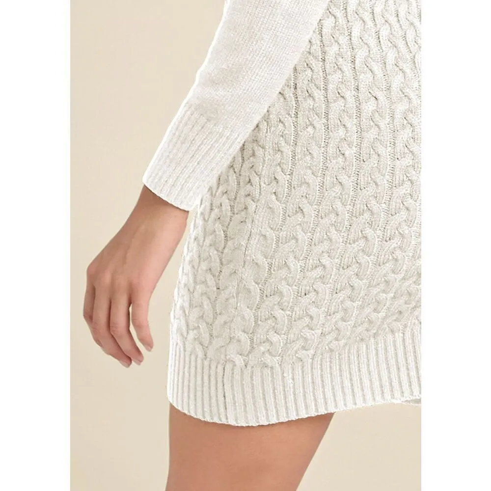 ✨Venus Cable Knit Sweater Sz Medium Cream Dress✨ - Image 5