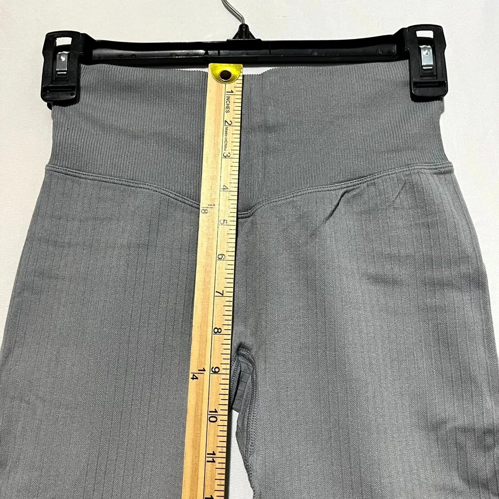 Pink Victoria's Secret Secret Active Ribbed Seamless Leggings Women's Small Gray - Image 3