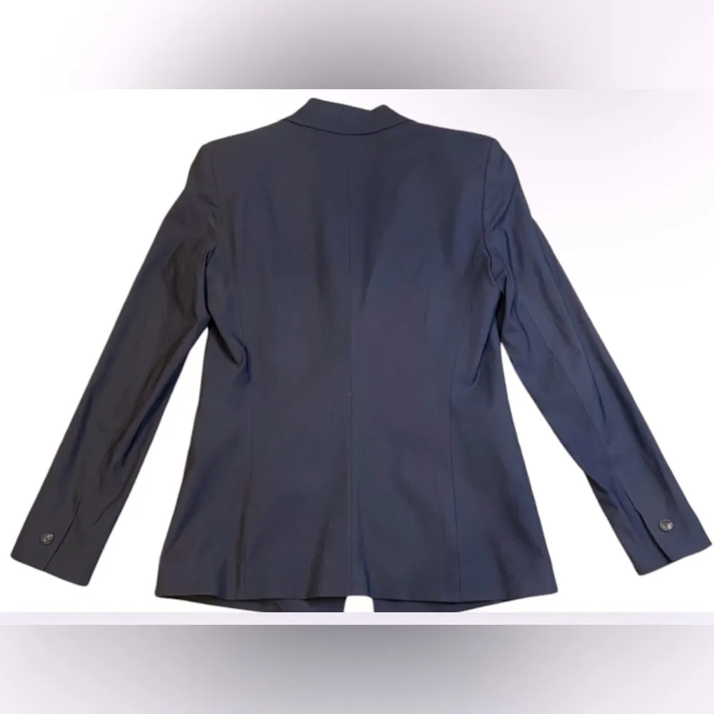 Helmut Lang Navy Wool Blend Front Overlap Blazer Size 4 - Image 4