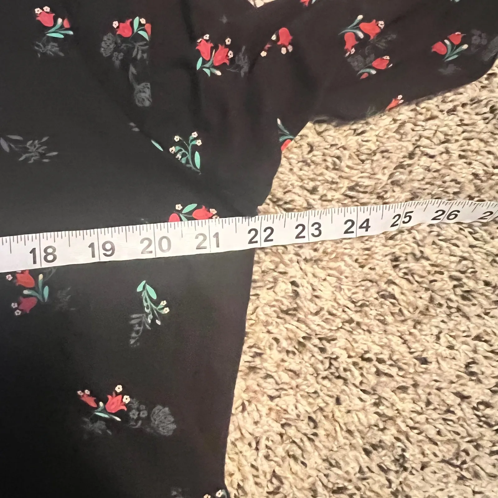 Croft & Barrow Classic Tee Womens XL Black Floral Long Sleeve V Neck Cotton - Image 5