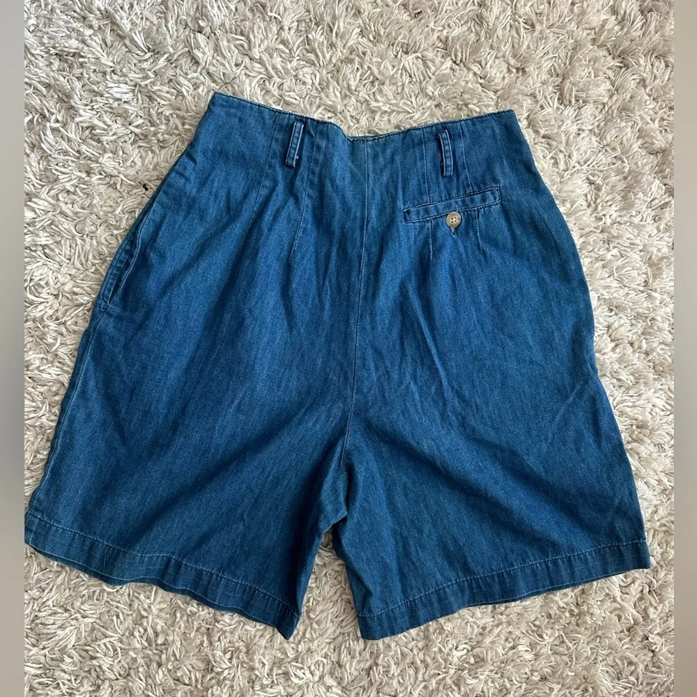Talbots Vintage 90’s Dark Denmin High Rise/Pleated Jean Shorts Womens 6P Pockets - Image 3