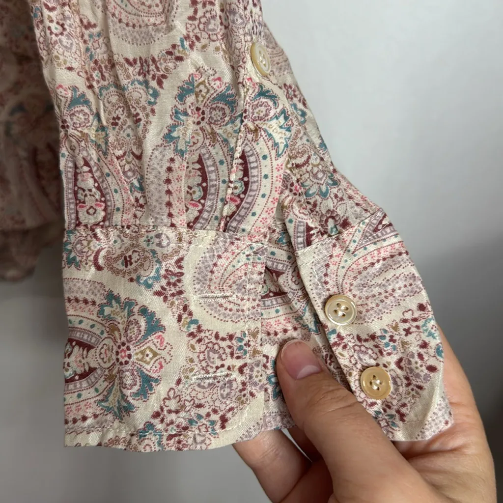 J. Crew Women’s The Perfect Shirt Silk/Cotton Long Sleeve Paisley Button Up sz 6 - Image 6