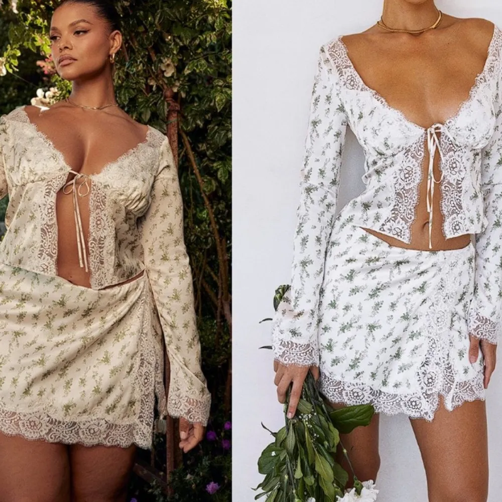 HOUSE OF CB 'Clarissa' Garden Print Lace Trim Top - Image 3