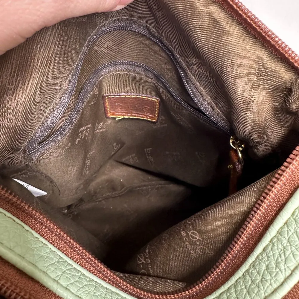 b.o.c. Crossbody Medium Shoulder Bag Soft Leather Light Green / Brown - Image 7