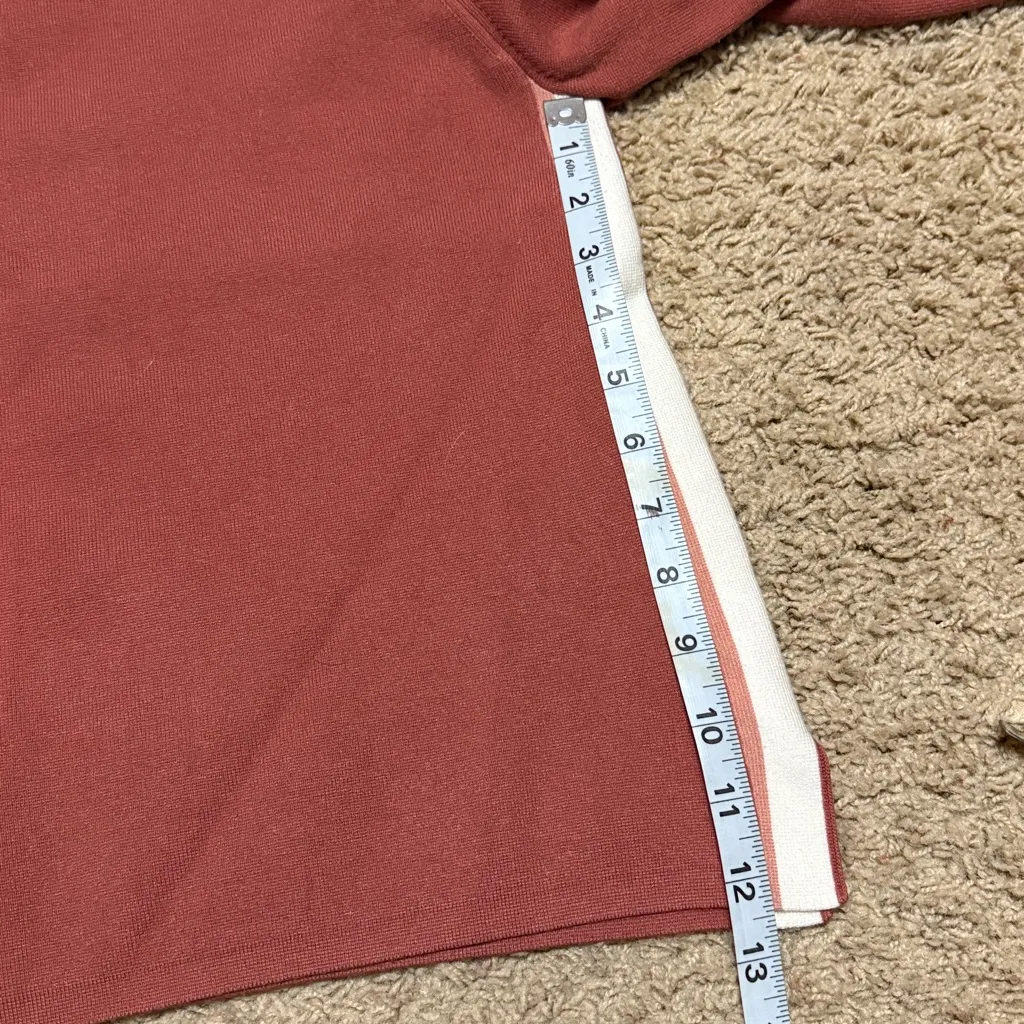 Veronica Beard Retha Sweater Womens Sz L Terracotta Mock Neck Side Stripe - Image 7