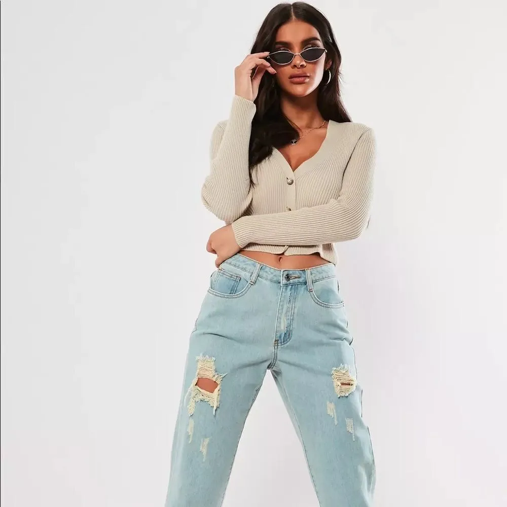 ✨ sand skinny rib cropped cardigan✨ - Image 3