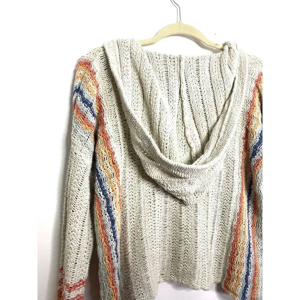 RIP CURL Sedona Cream Hooded Knit Sweater Womens Sz S Cozy Casual (No Strings) - Image 3