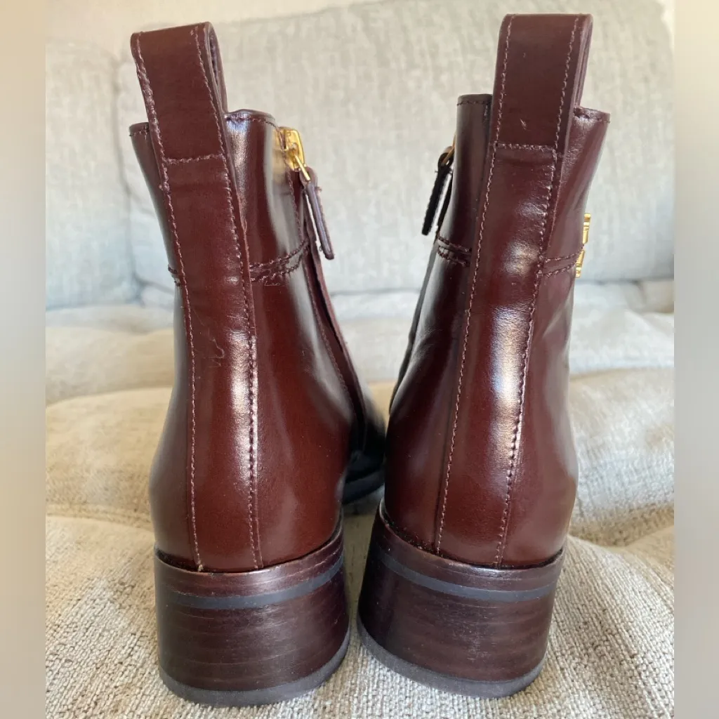 Tory Burch Everly Flat Boots Etrusco
Calf Sierra Brown Leather Sz 5 M - Image 5