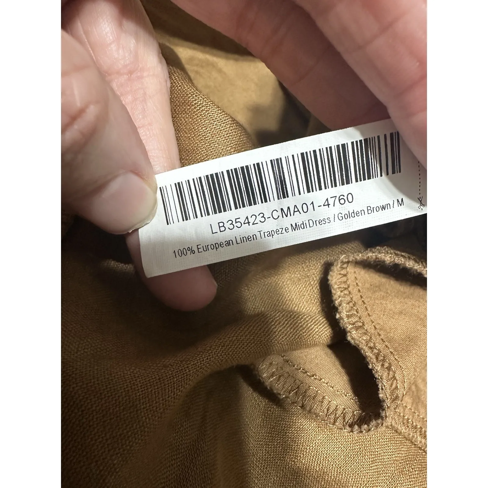 Quince 100% European Linen Trapeze Linen Dress Golden Brown NWOT Size M - Image 6