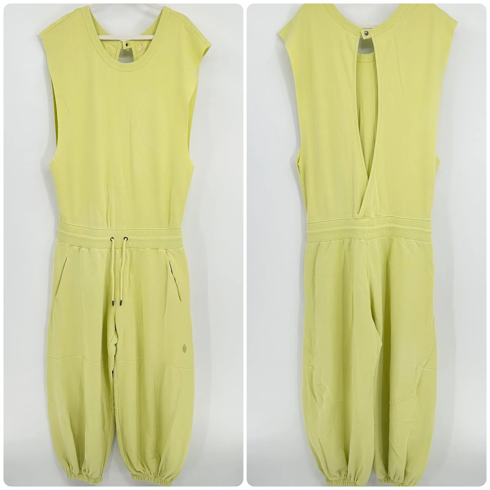 Free People Womens Slouchy Throw And Go One Piece Jumpsuit Size L Keylime Green - Image 3