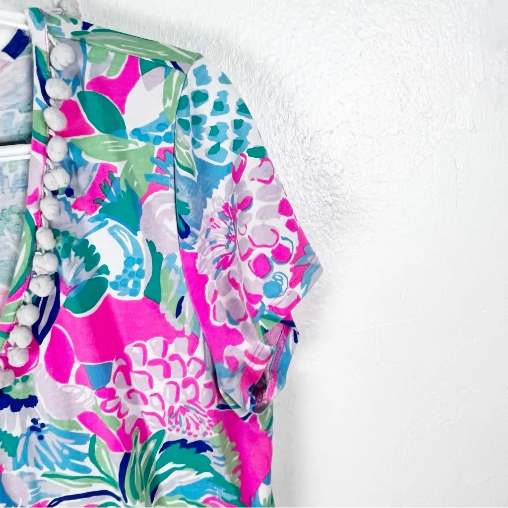 LILLY PULITZER Etta Raise The Bar Multicolored V-Neck Short Sleeves Dress Large - Image 10