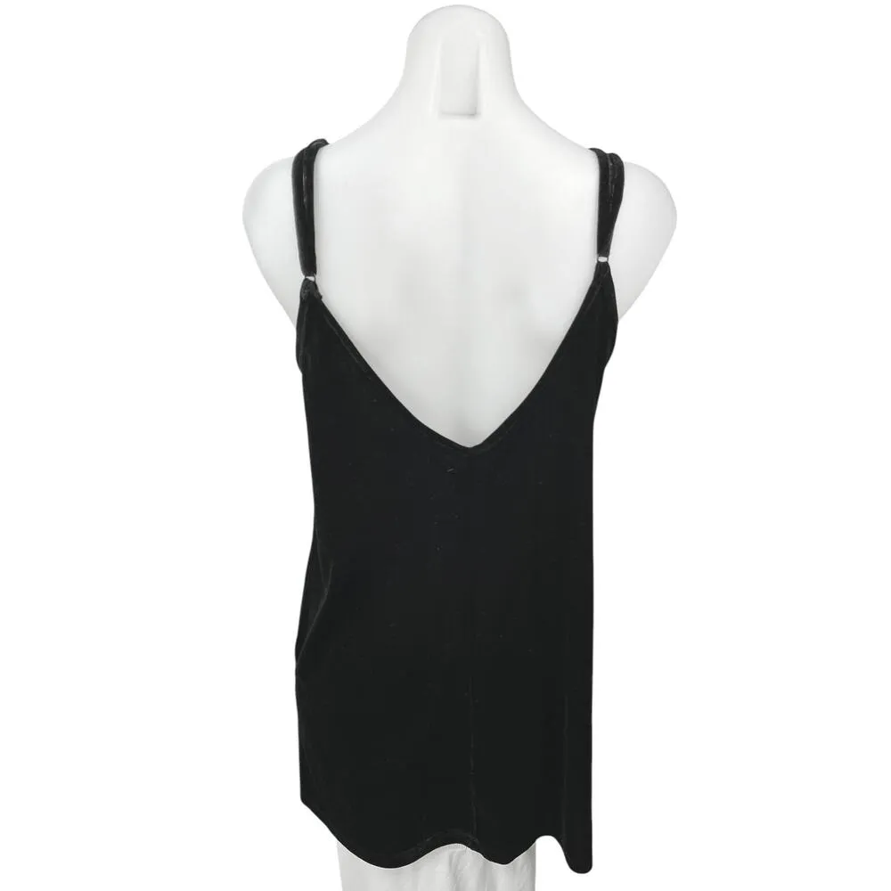 Seek The Label Black Velvet Velour V-neck Cami Camisole Mini Tank Slip Dress S - Image 2
