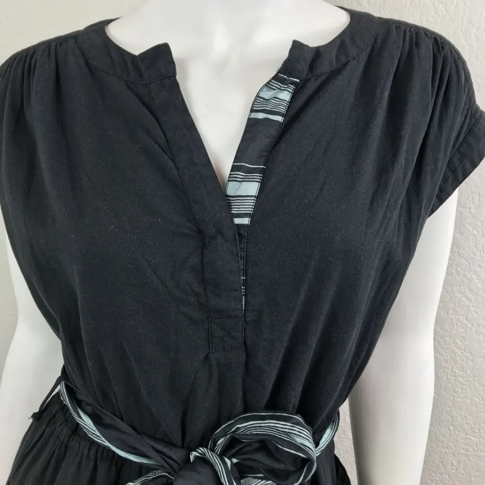 MAEVE Sz 4 Dress Black Blue Belted Viscose Cotton - Image 2