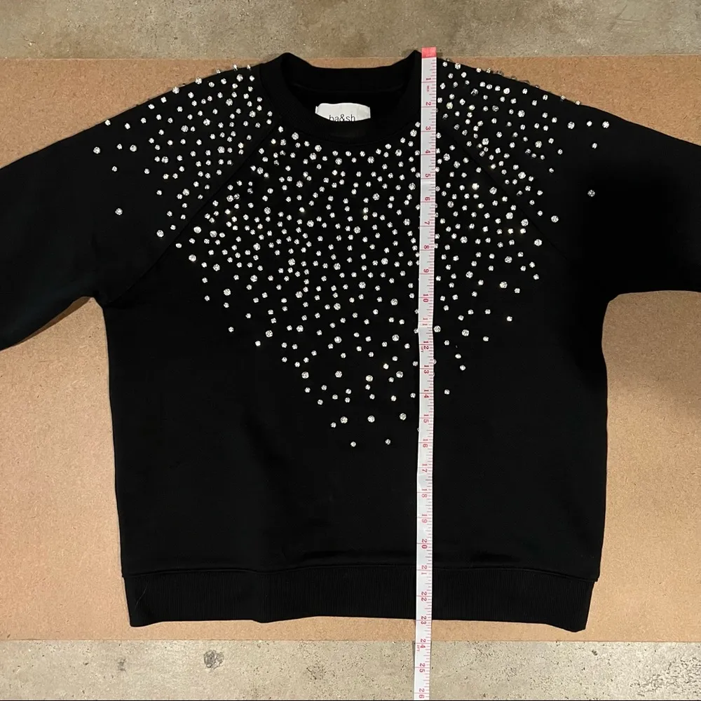 Ba&sh Cheek Noir Rhinestone Crewneck Sweatshirt, Black, Size M - Image 15