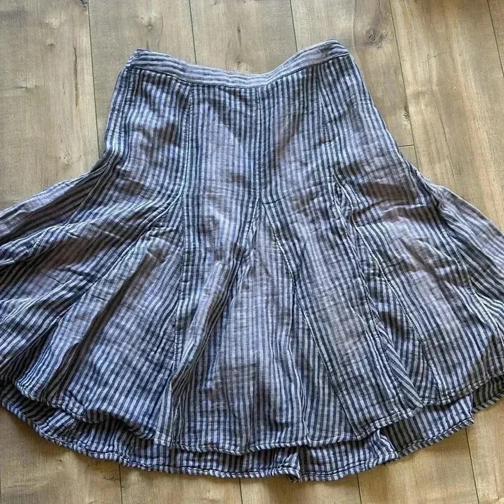 NEW Free People Candace Midi Skirt Linen Blend Summer Stripe Purple Sz S - Image 4