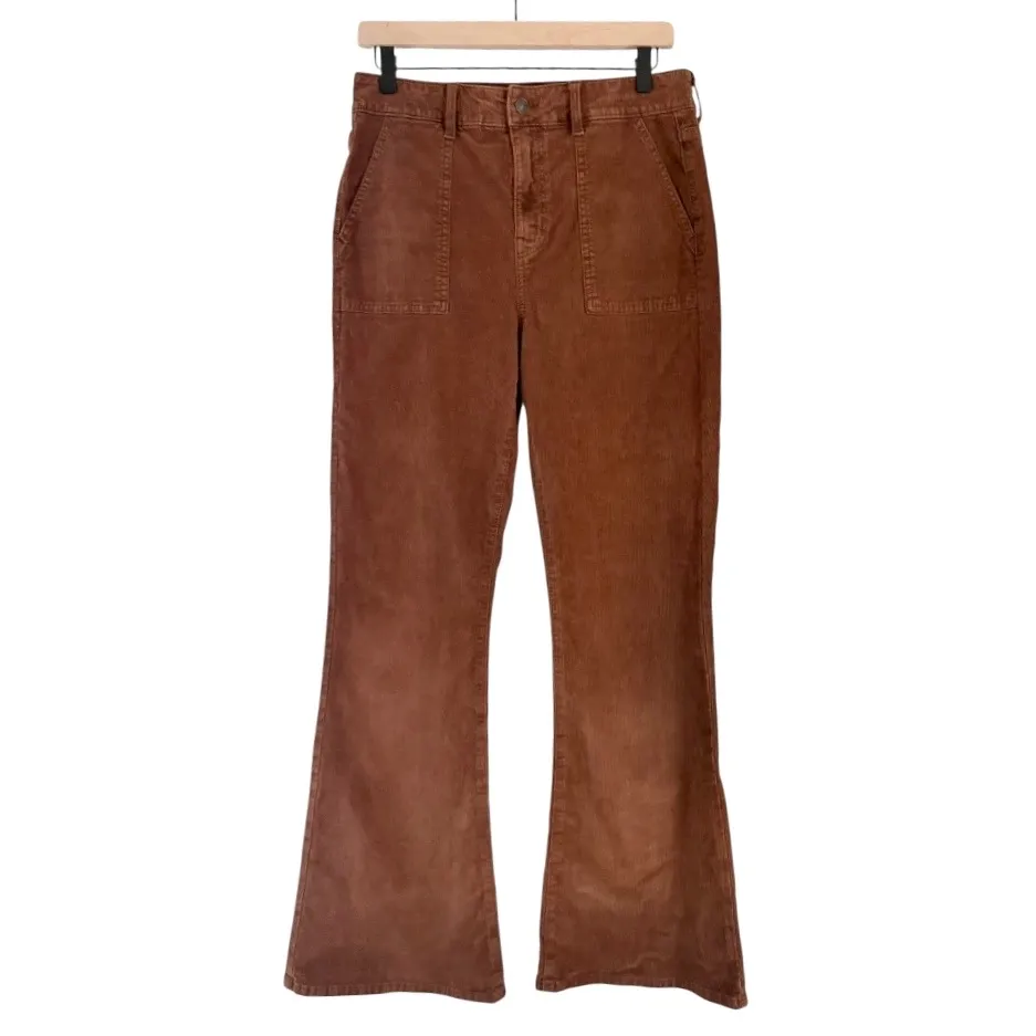 American Eagle Corduroy Super High Rise Flare Stretch Pants Brown Women’s 10 - Image 3