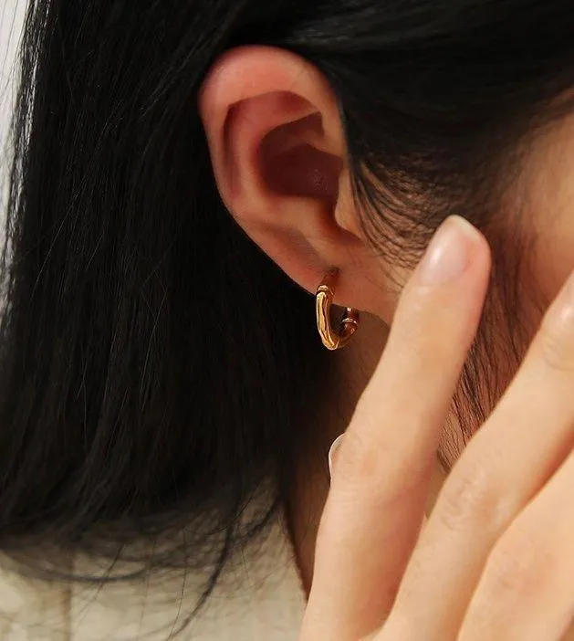 Mini Bamboo Joint Hoops Earrings, Bamboo Hoops, Mini Gold Hoop Earrings - Image 5