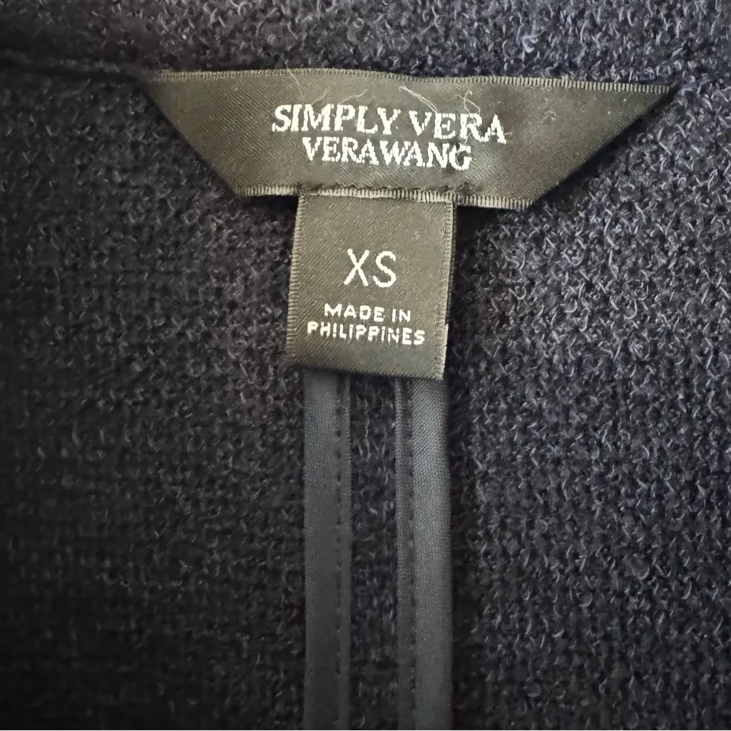Navy Blue Simply Vera Vera Wang Wool Cardigan Sz XS - Image 3