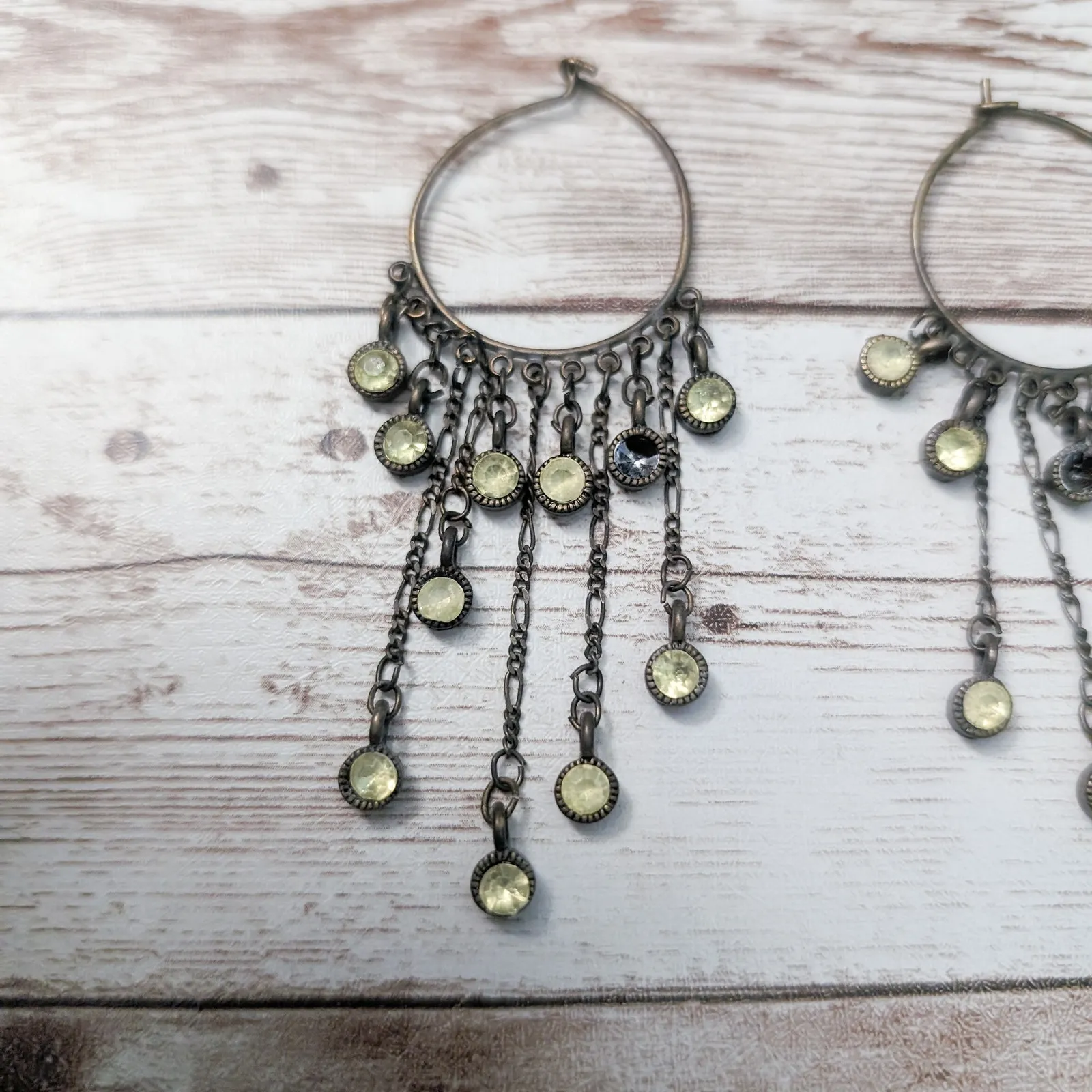 Earrings for Pierced Ears Long with Green Gems - Image 4