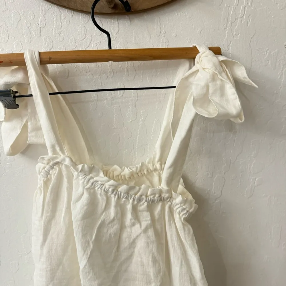 Outerknown Cream White Smocked Tie Strap Flowy Oasis Top S - Image 6
