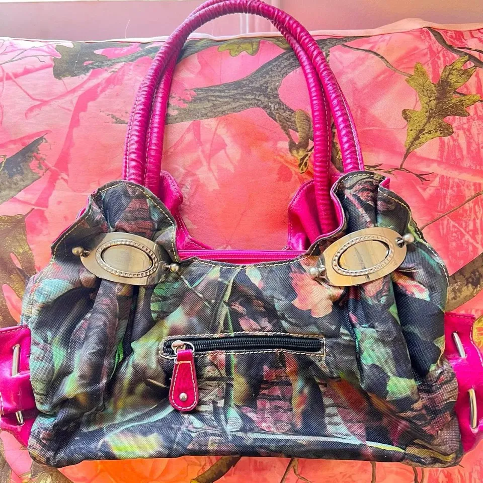 camo print pink y2k vintage 2000s western style shoulder bag purse - Image 4