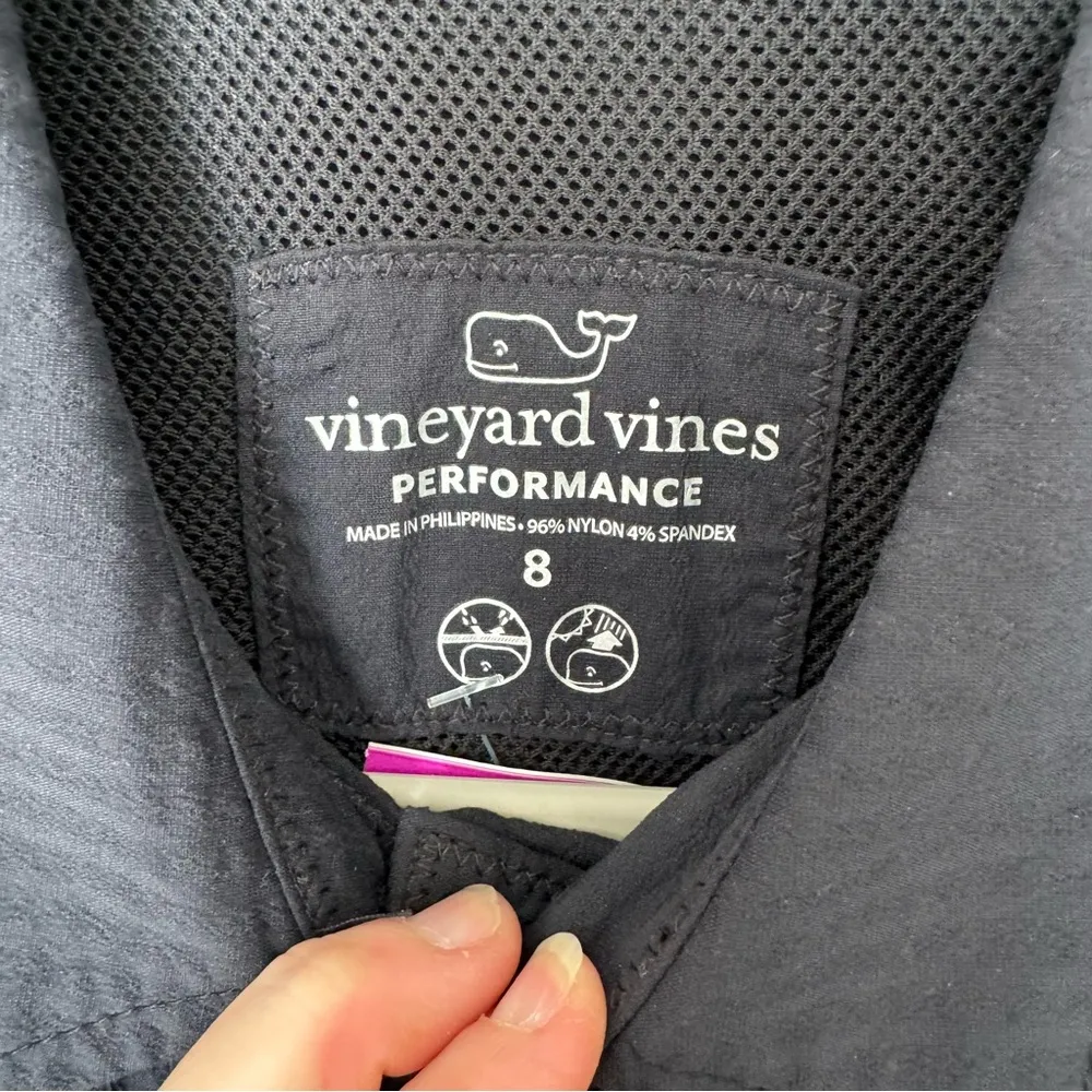 Vineyard Vines Harbor Belted Quick Dry Black Romper UPF 30 Size 8 - Image 6