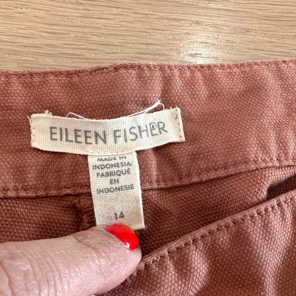 Eileen Fisher Stretch Cotton Hemp Canva tapered pant clay size 14 - Image 4
