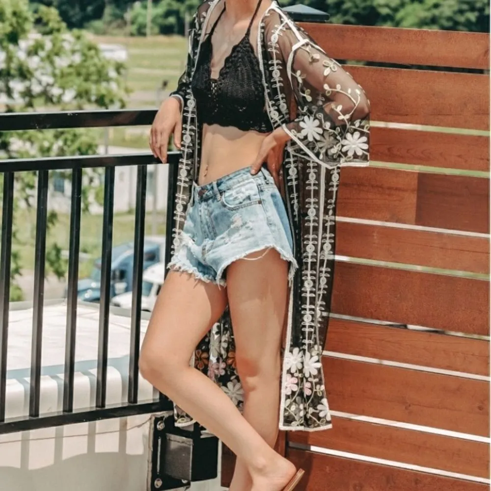 Embroidered Mesh  Kimono‎ - Image 9